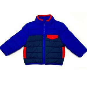 Baby Boys Puffer Jacket Size 6-12 months Janie & Jack Blue Red Full Zip